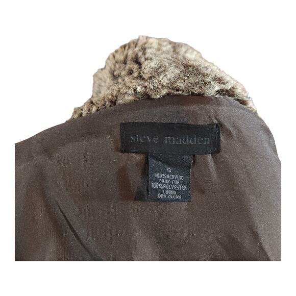 Steve Madden Brown Faux Fur Open-front Vest Mob Wife Y2K Vegan Winter Women's S - Picture 6 of 6